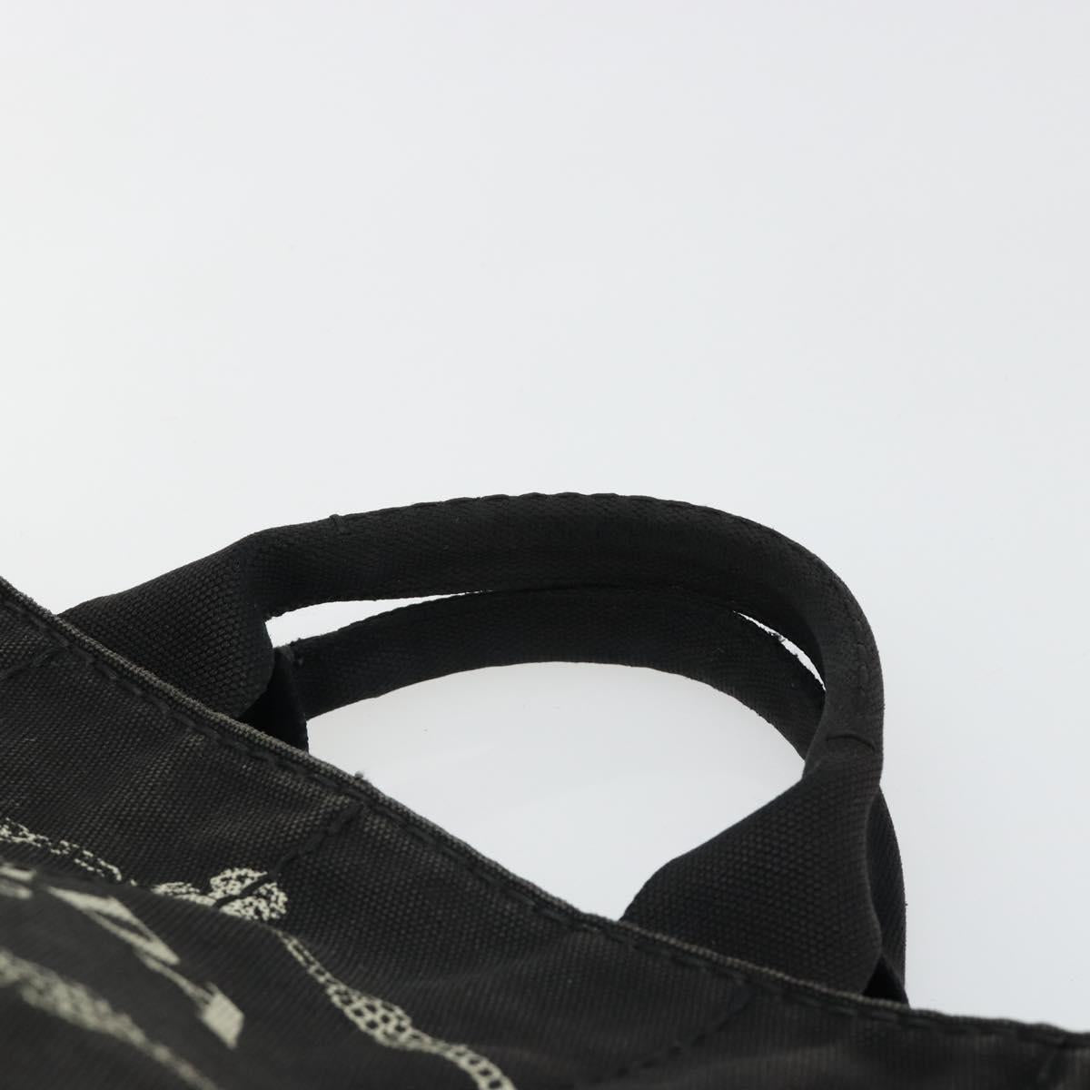 PRADA Canapa PM Hand Bag Canvas Black Gold Auth 185144