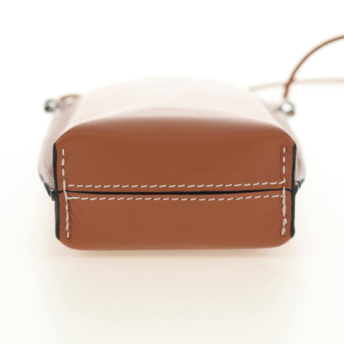 LOEWE Anagram Gate Pocket Shoulder Bag Leather Brown Auth 185145V