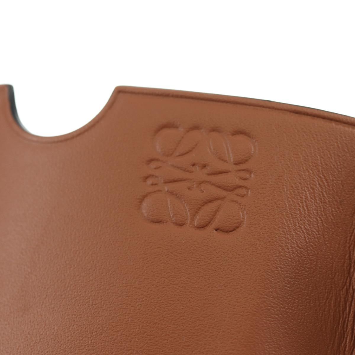 LOEWE Anagram Gate Pocket Shoulder Bag Leather Brown Auth 185145V