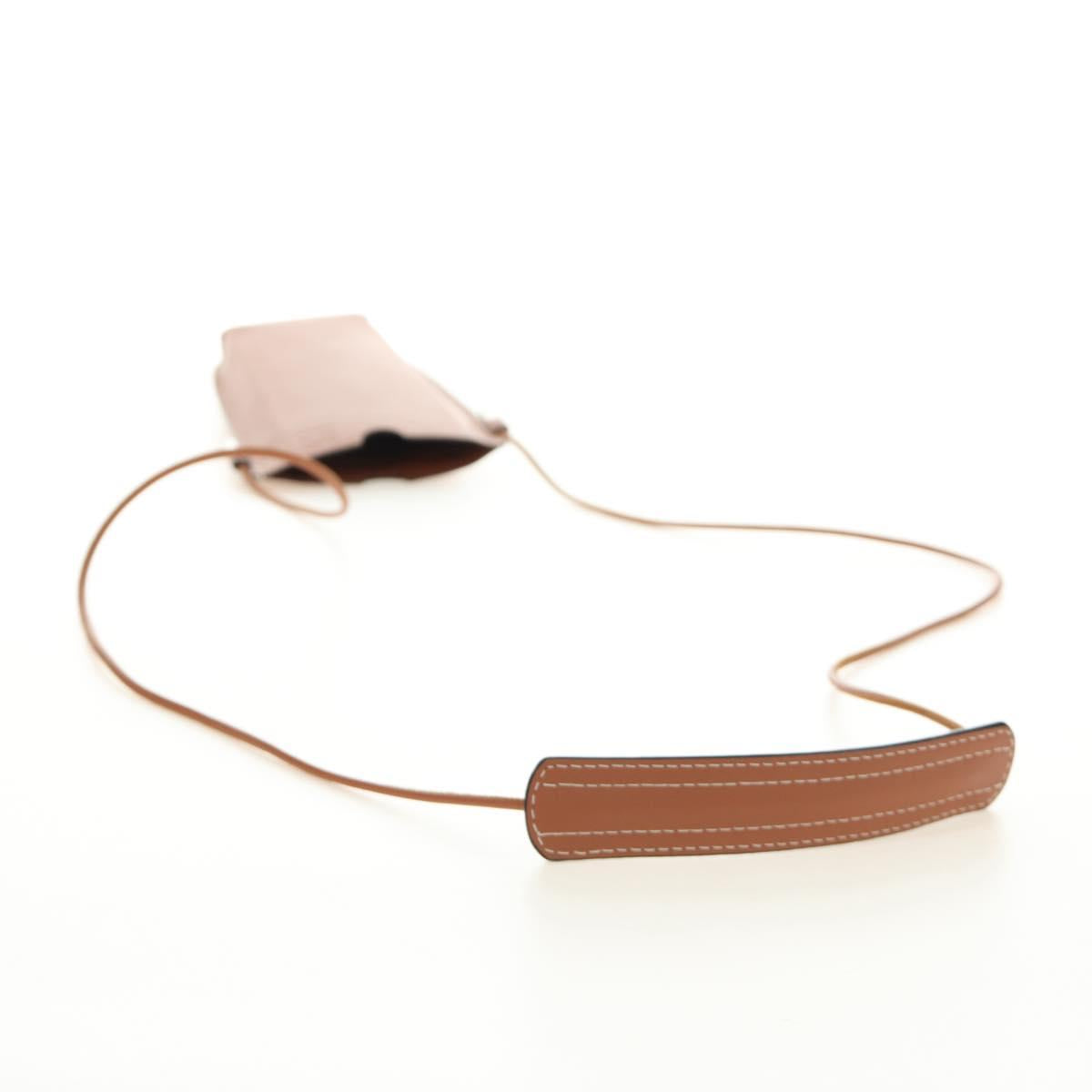 LOEWE Anagram Gate Pocket Shoulder Bag Leather Brown Auth 185145V