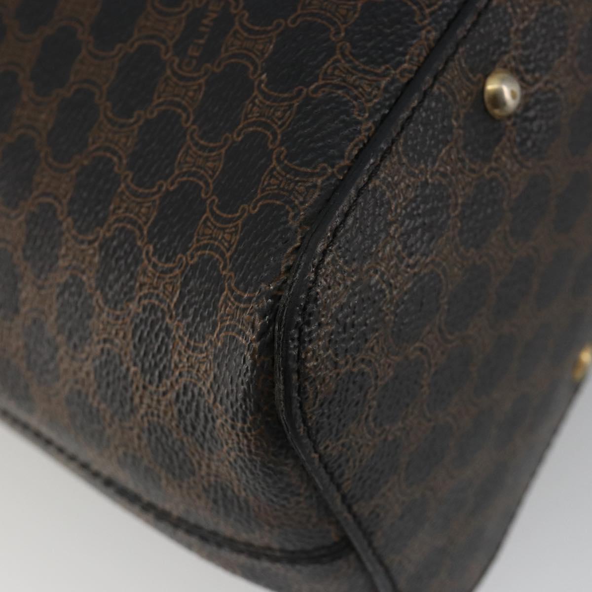CELINE Macadam Canvas Shoulder Bag PVC Leather Black Gold Auth 185149A