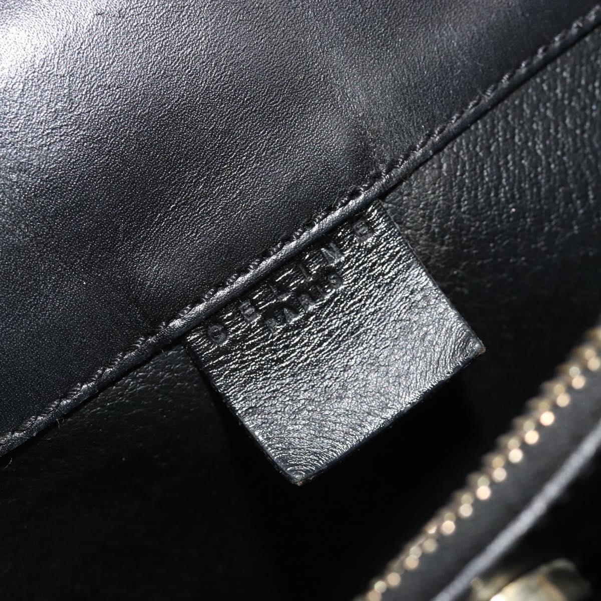 CELINE Macadam Canvas Shoulder Bag PVC Leather Black Gold Auth 185149A