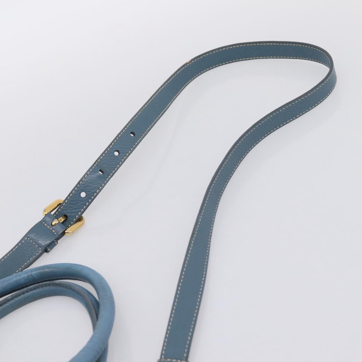 PRADA Tote Bag Leather 2way Blue Gold Auth 185152A