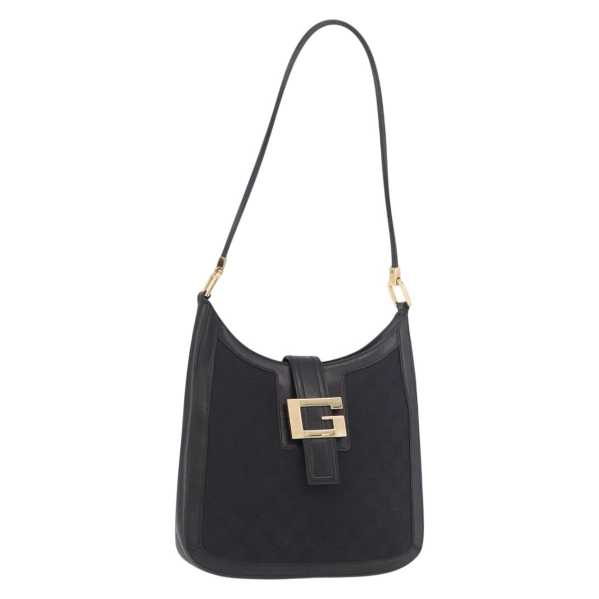 GUCCI GG Canvas Shoulder Bag Black Gold 001 4142 Auth 185157V
