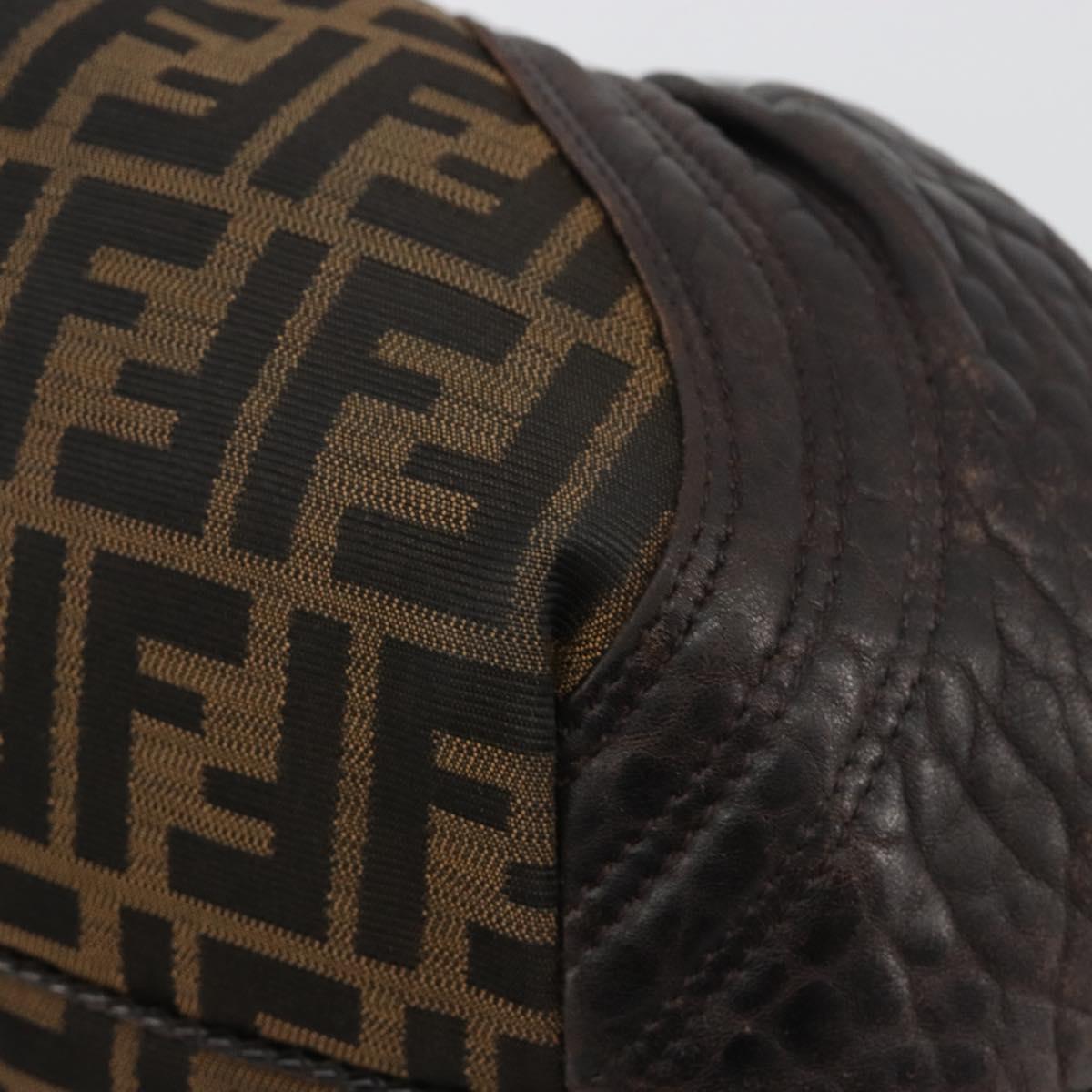 FENDI Zucca Canvas Spy Bag Shoulder Bag Brown Black Auth 185160V