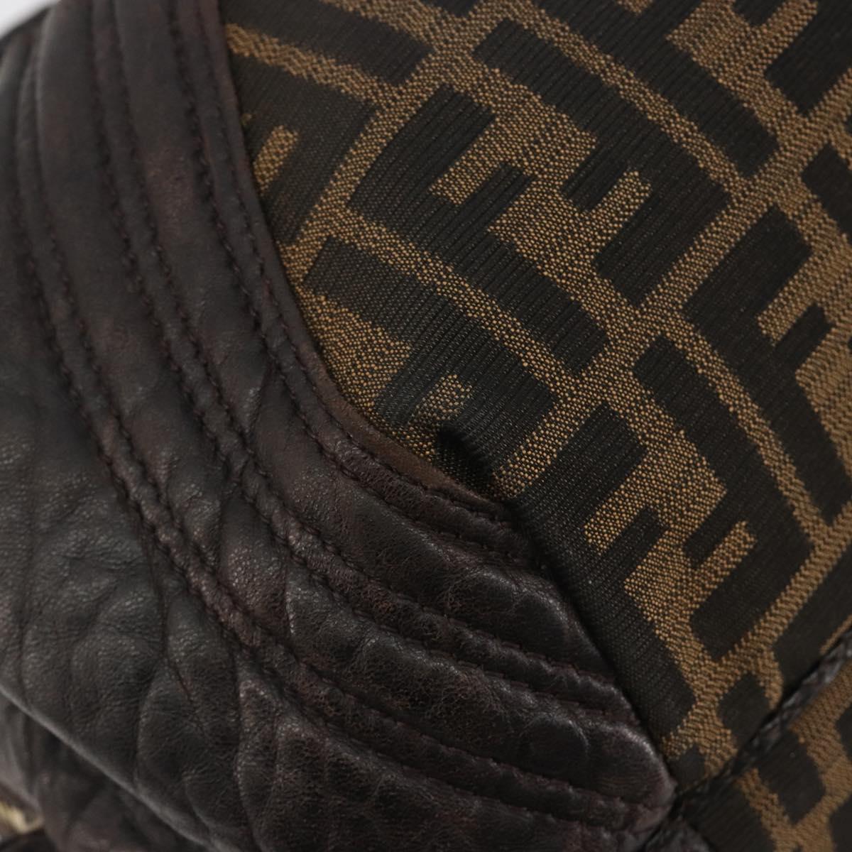 FENDI Zucca Canvas Spy Bag Shoulder Bag Brown Black Auth 185160V