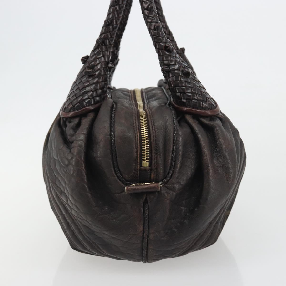 FENDI Zucca Canvas Spy Bag Shoulder Bag Brown Black Auth 185160V