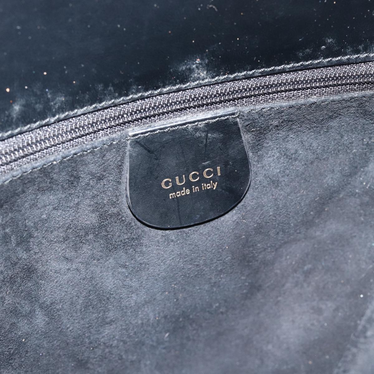 GUCCI Tote Bag Suede Black Gold 002 2684 0344 Auth 185161A