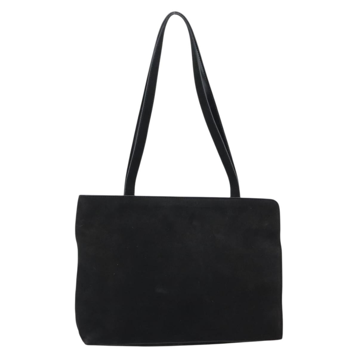 GUCCI Tote Bag Suede Black Gold 002 2684 0344 Auth 185161A