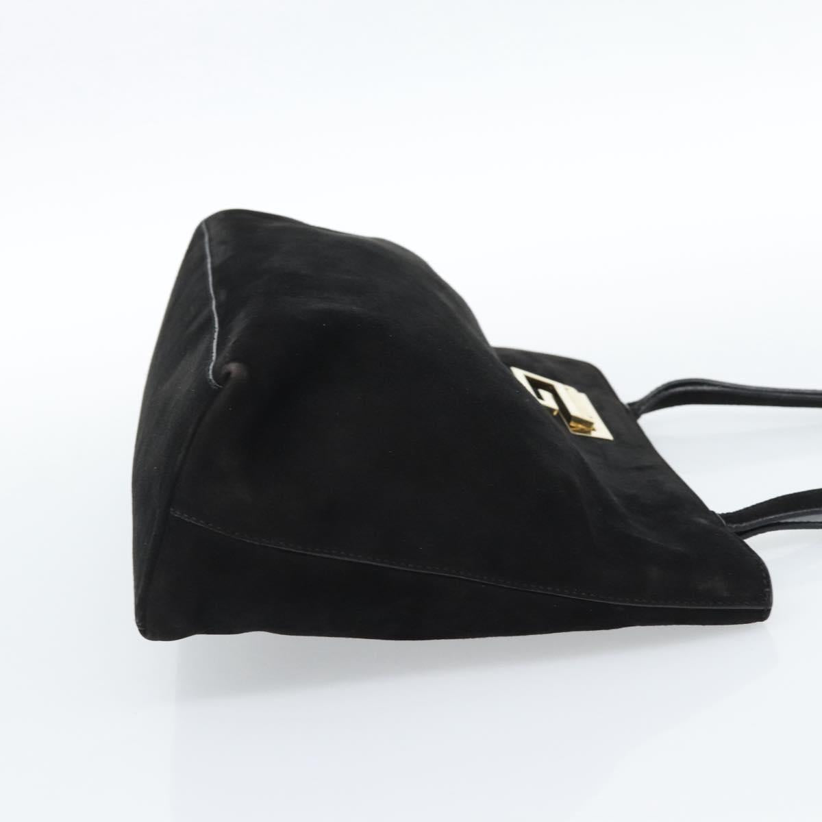 GUCCI Tote Bag Suede Black Gold 002 2684 0344 Auth 185161A