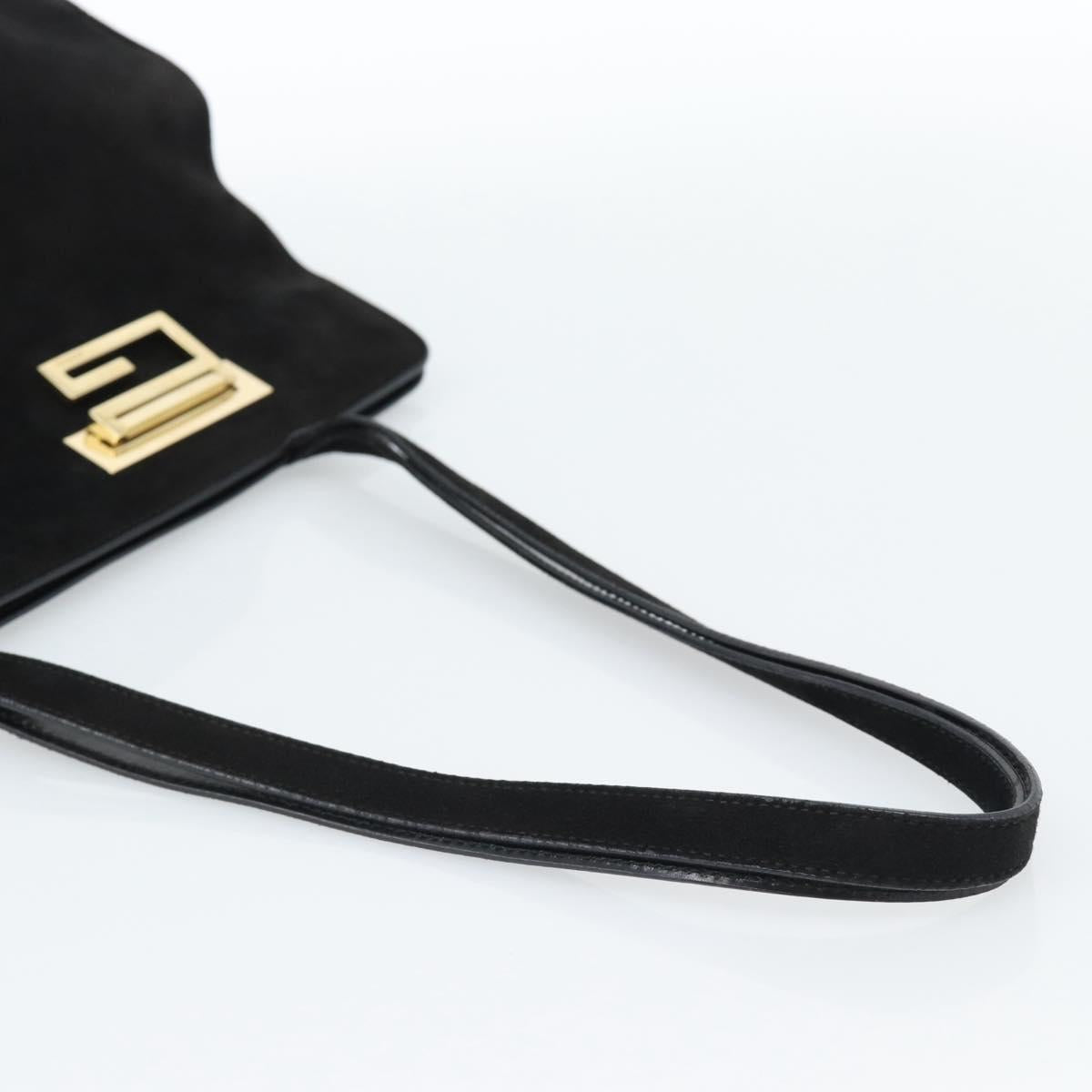 GUCCI Tote Bag Suede Black Gold 002 2684 0344 Auth 185161A
