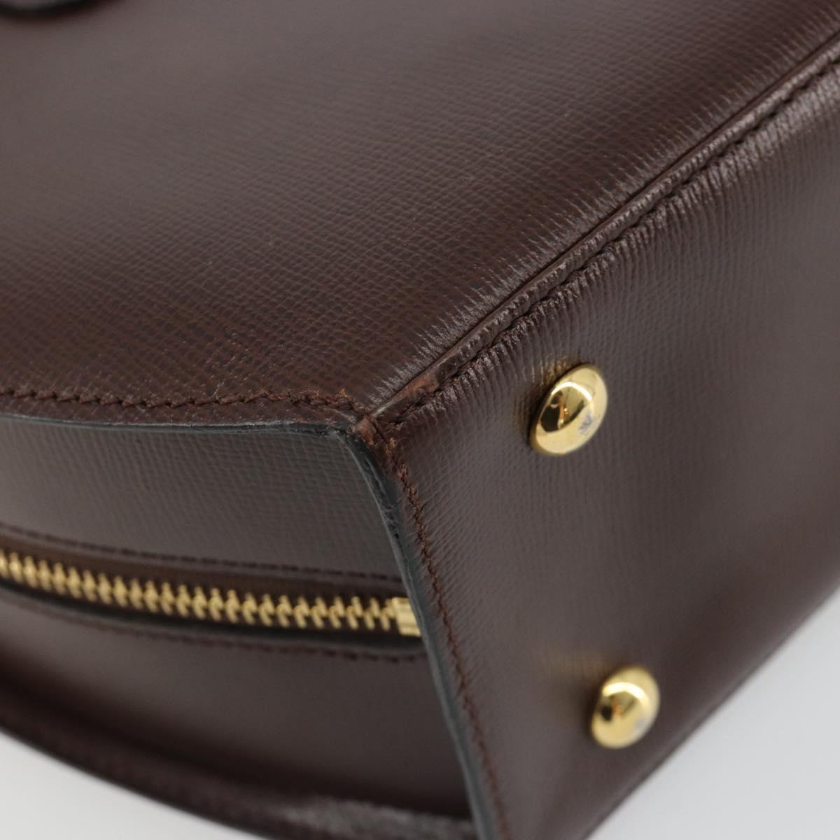 Christian Dior Hand Bag Leather Brown Gold Auth 185163