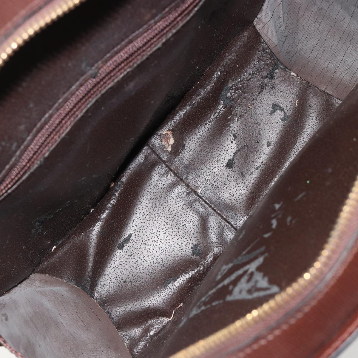 Christian Dior Hand Bag Leather Brown Gold Auth 185163