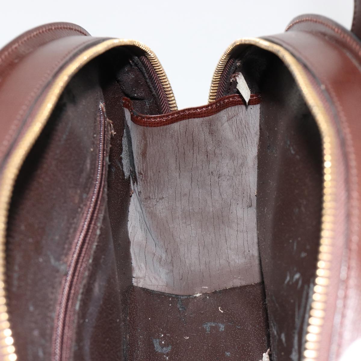 Christian Dior Hand Bag Leather Brown Gold Auth 185163