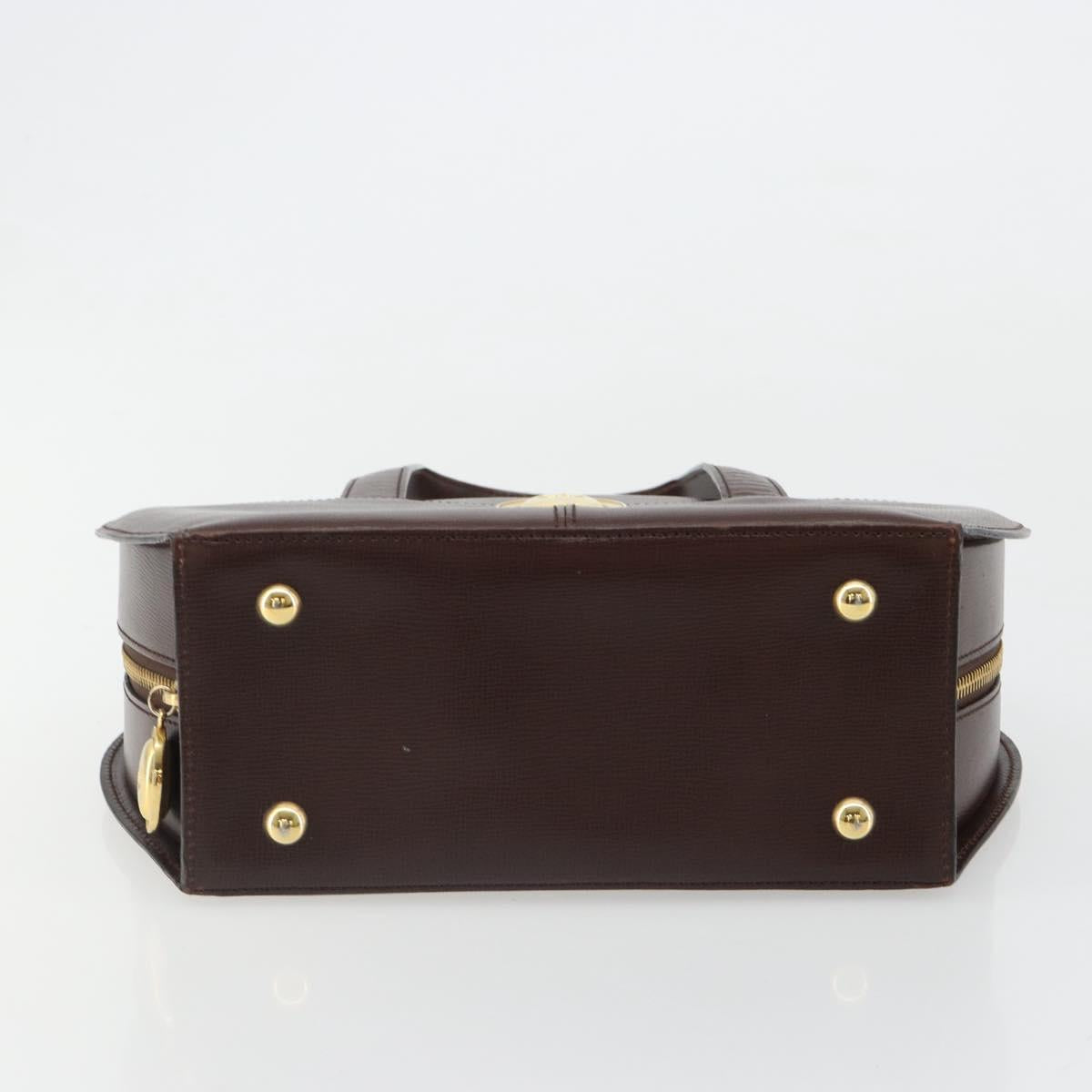 Christian Dior Hand Bag Leather Brown Gold Auth 185163