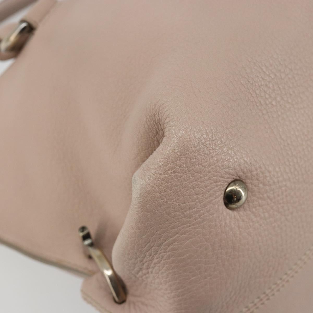 Salvatore Ferragamo Hand Bag Leather Beige Gold Auth 185164A