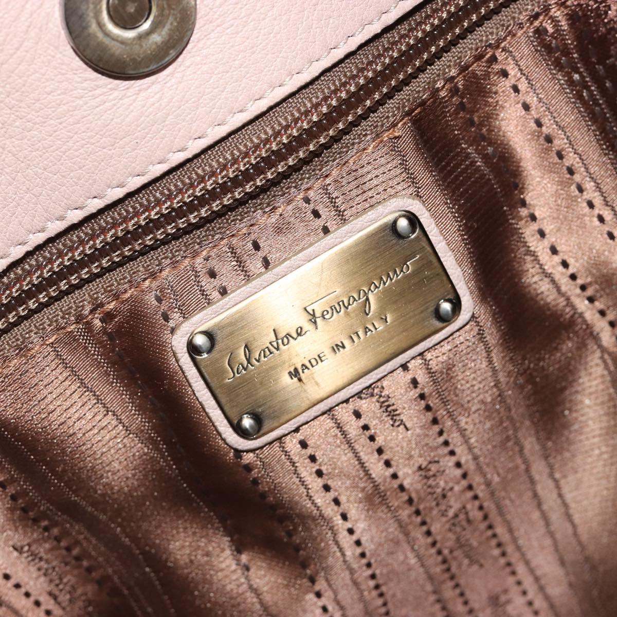 Salvatore Ferragamo Hand Bag Leather Beige Gold Auth 185164A