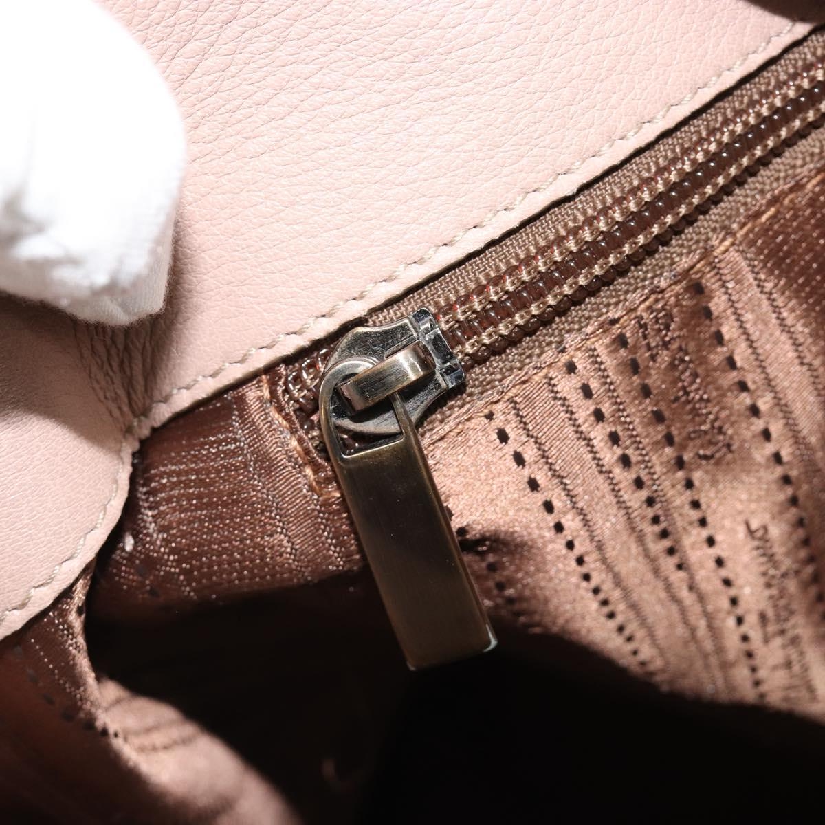 Salvatore Ferragamo Hand Bag Leather Beige Gold Auth 185164A