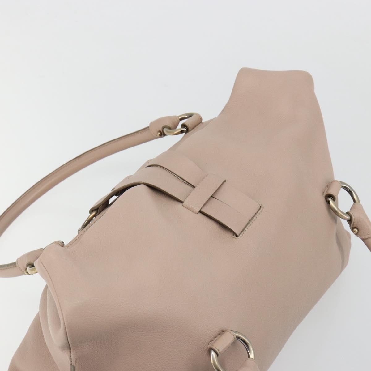 Salvatore Ferragamo Hand Bag Leather Beige Gold Auth 185164A