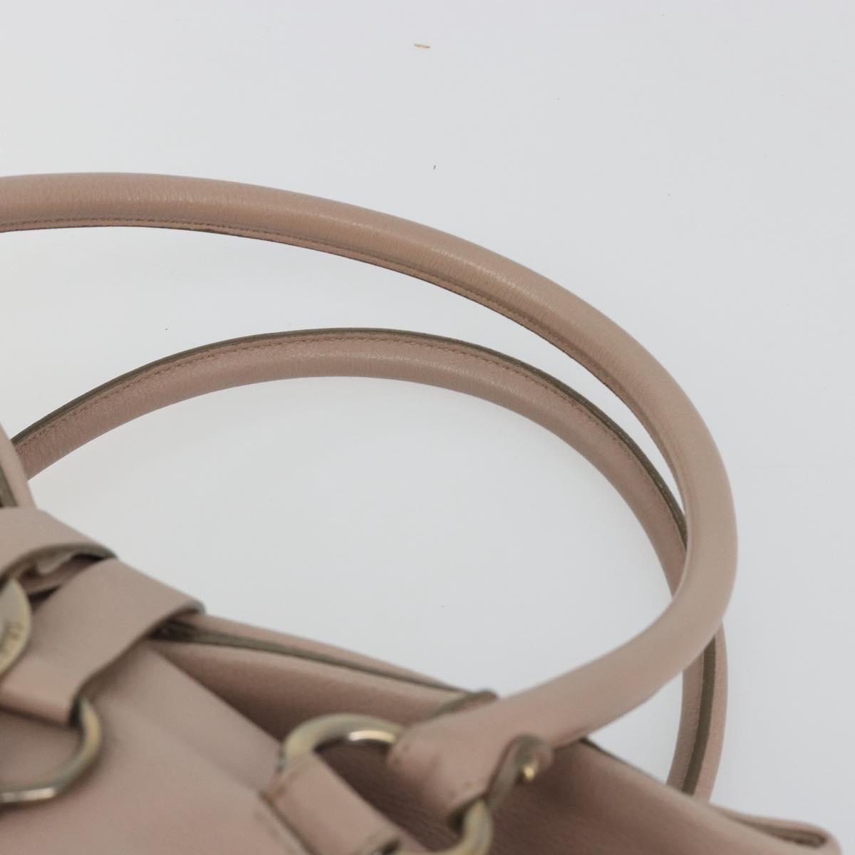 Salvatore Ferragamo Hand Bag Leather Beige Gold Auth 185164A