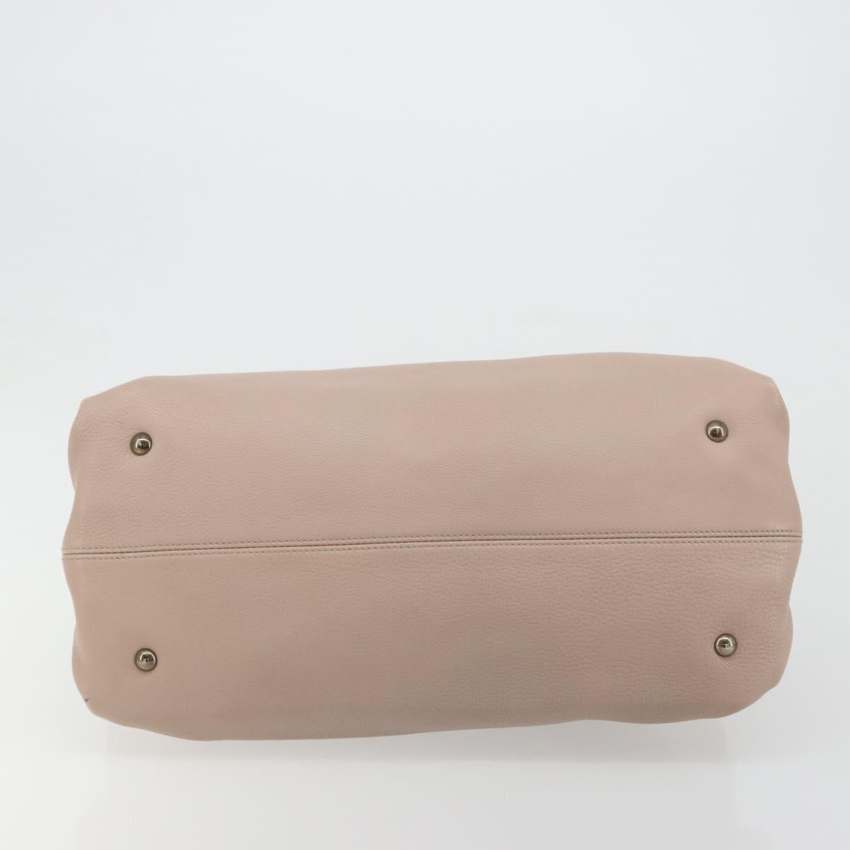 Salvatore Ferragamo Hand Bag Leather Beige Gold Auth 185164A