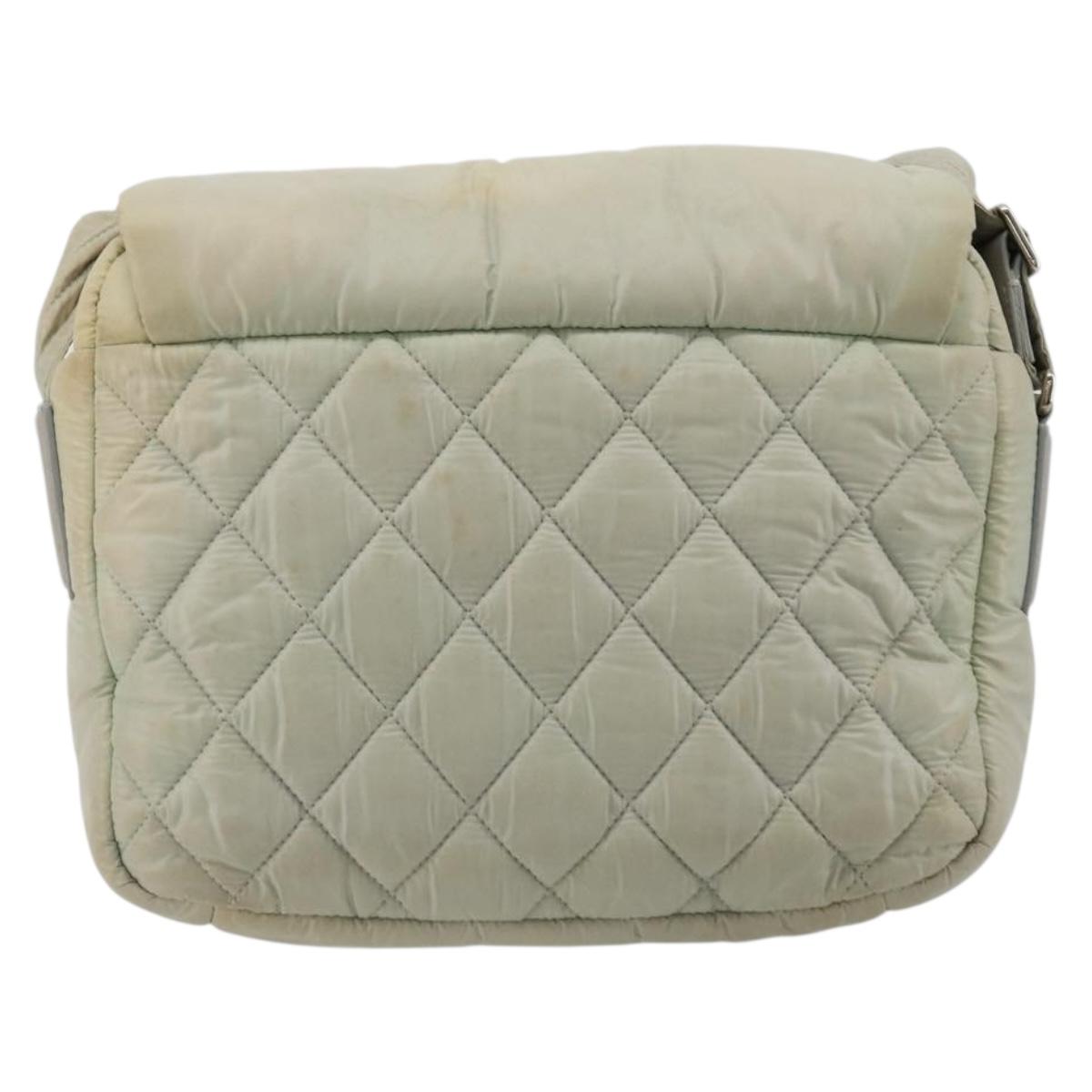 CHANEL Cococoon Shoulder Bag Nylon Gray Silver CC Auth 185165A