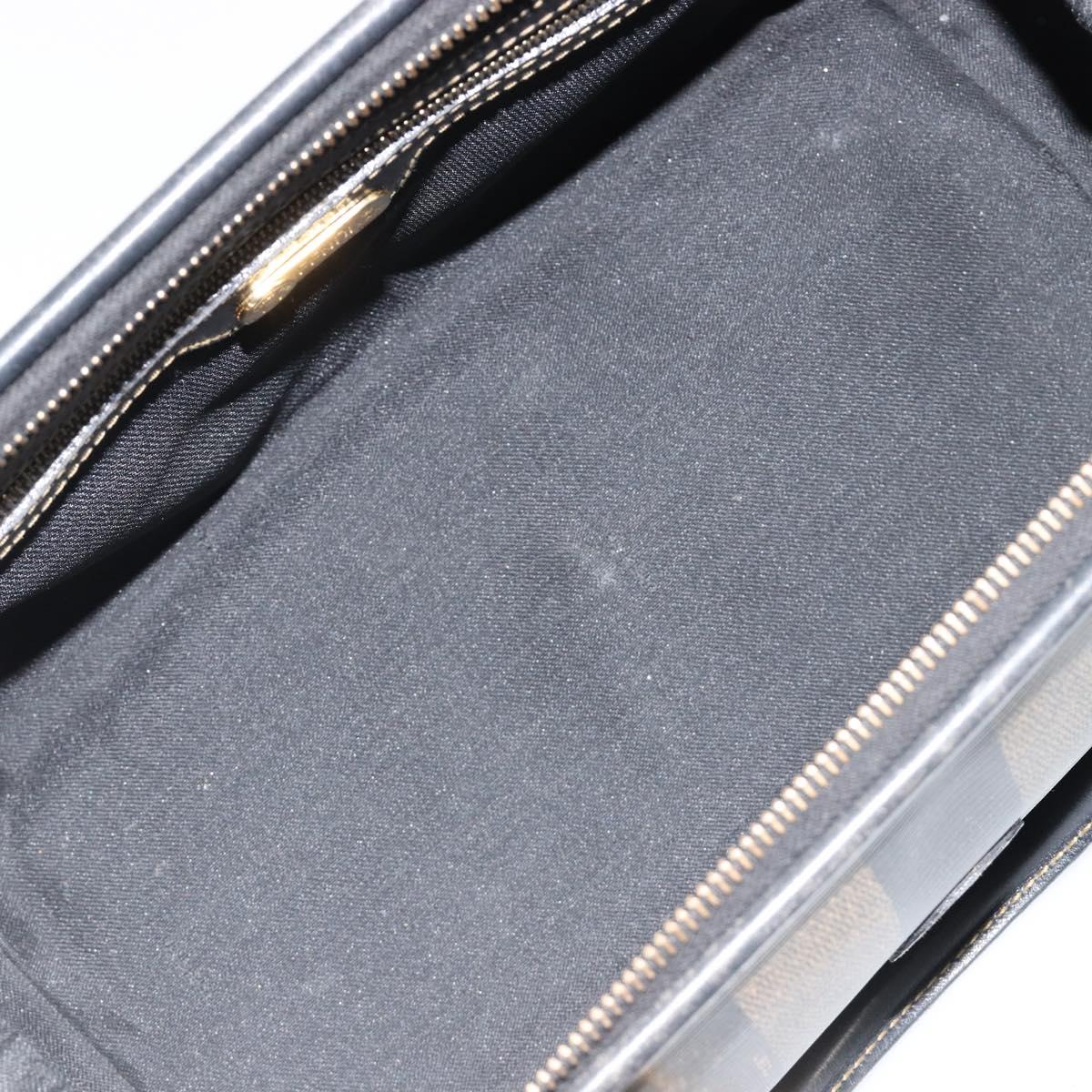 FENDI Pecan Canvas Hand Bag PVC Brown Black Auth 185166