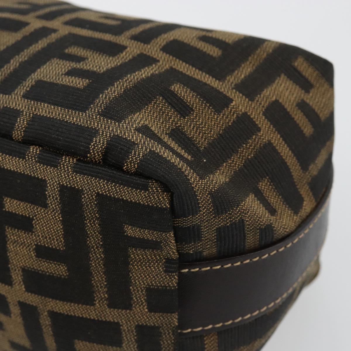 FENDI Zucca Canvas Hand Pouch Black Brown Auth 185167