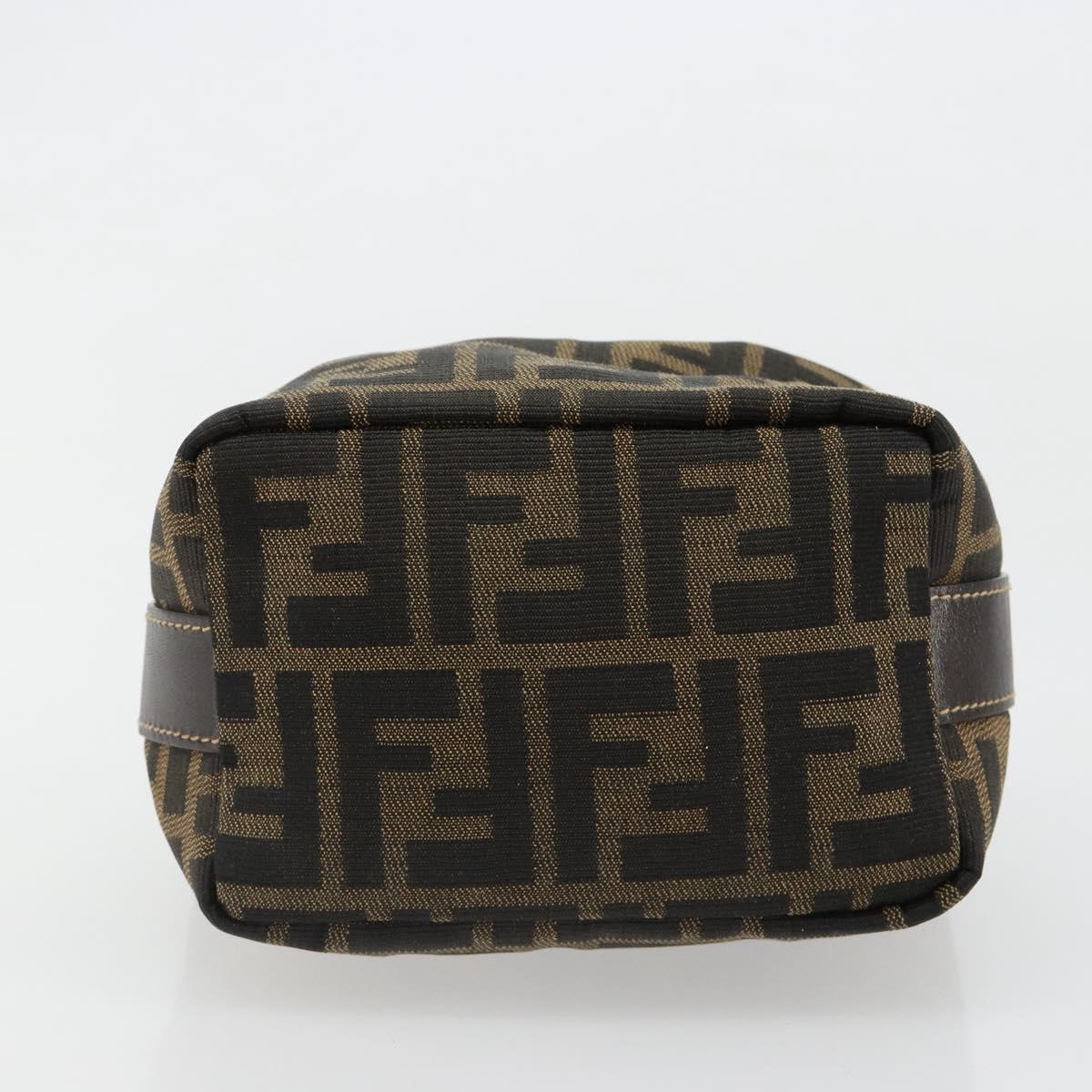 FENDI Zucca Canvas Hand Pouch Black Brown Auth 185167