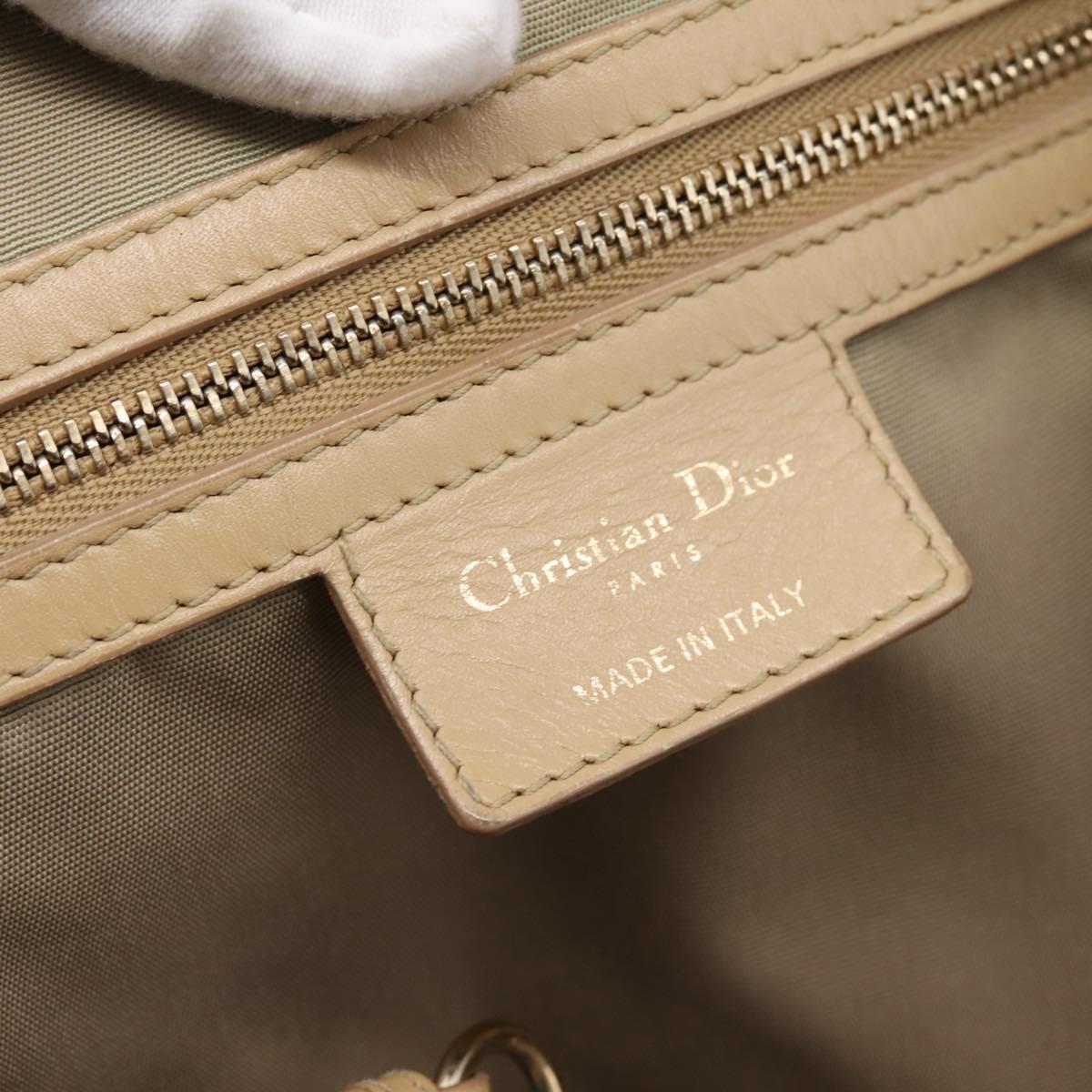 Christian Dior Lady Dior Tote Bag Coated Canvas Beige Gold Auth 185168