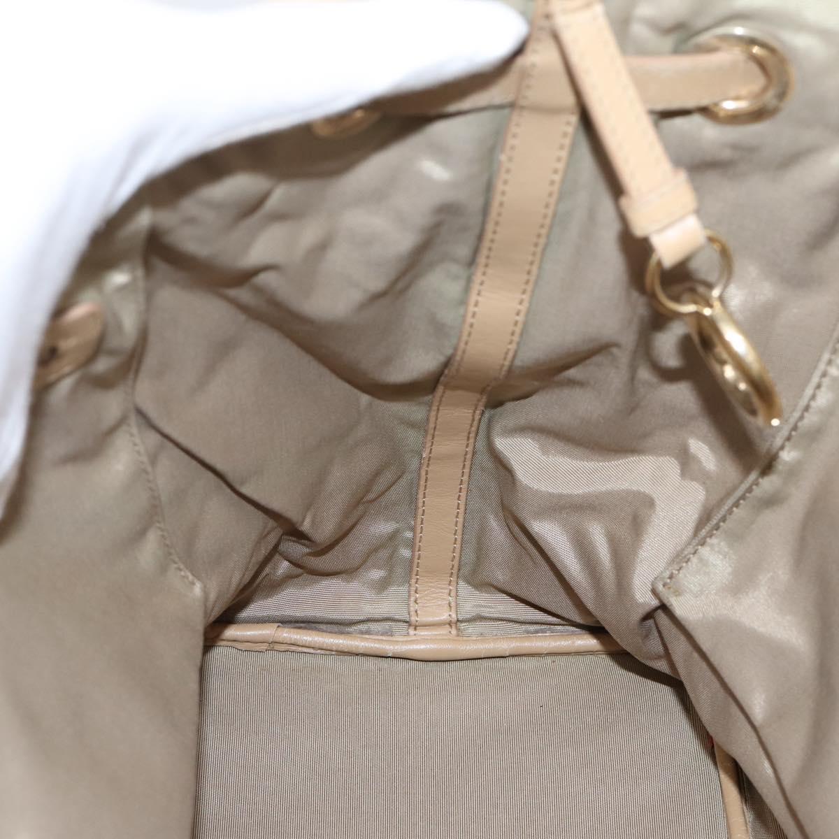 Christian Dior Lady Dior Tote Bag Coated Canvas Beige Gold Auth 185168