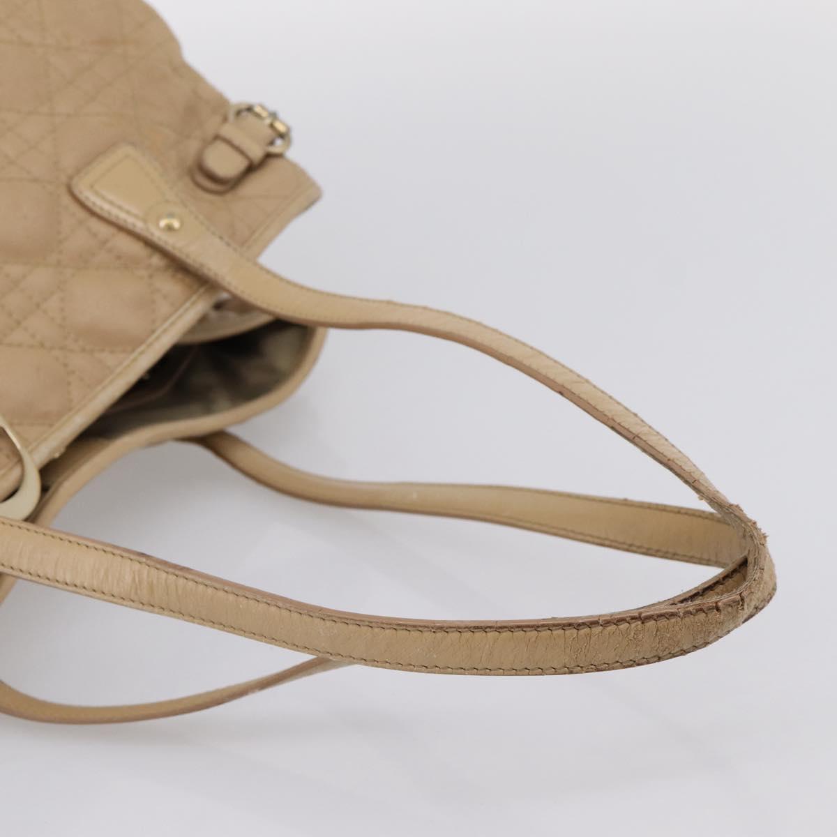 Christian Dior Lady Dior Tote Bag Coated Canvas Beige Gold Auth 185168