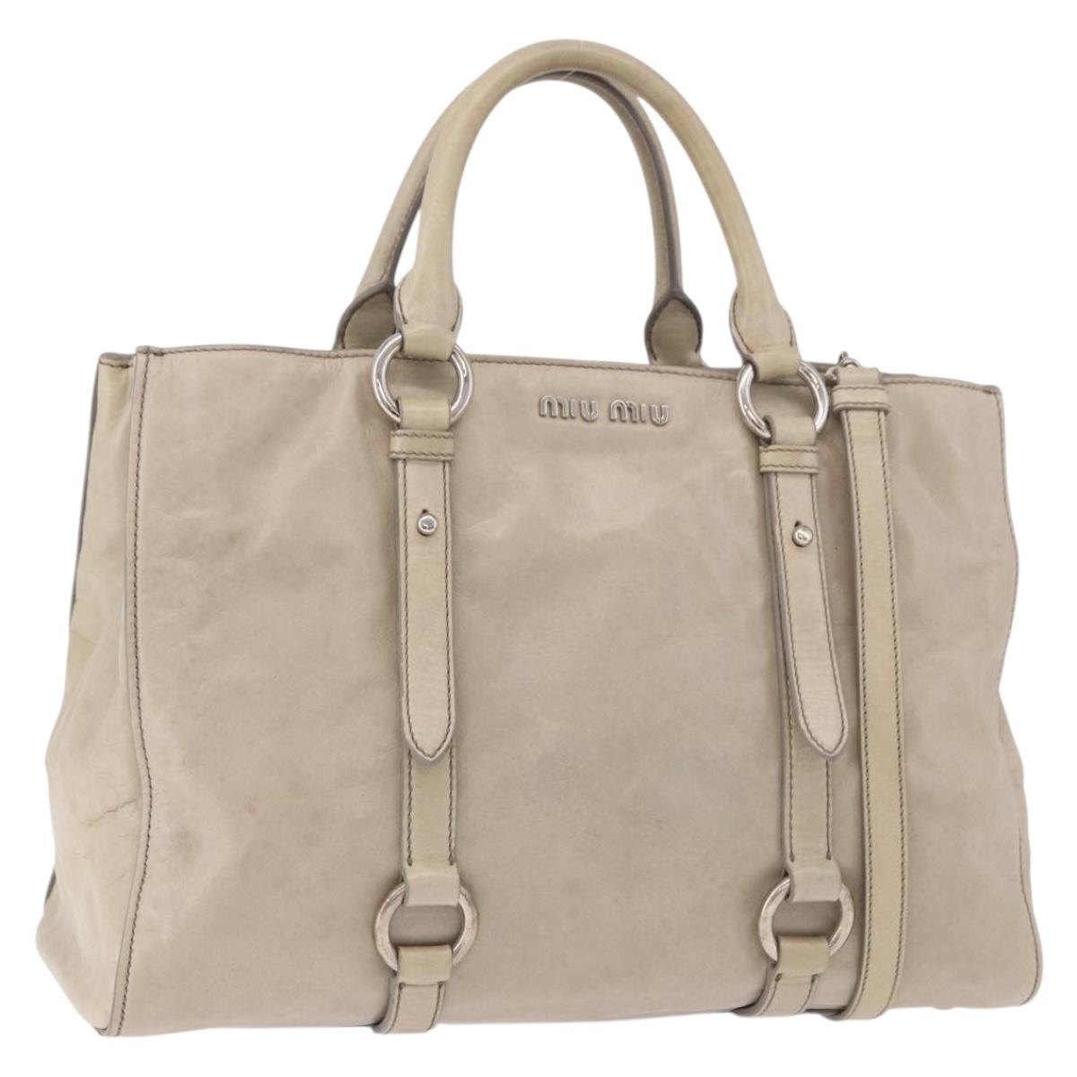 Miu Miu Hand Bag Leather 2way Gray Silver Auth 185170V
