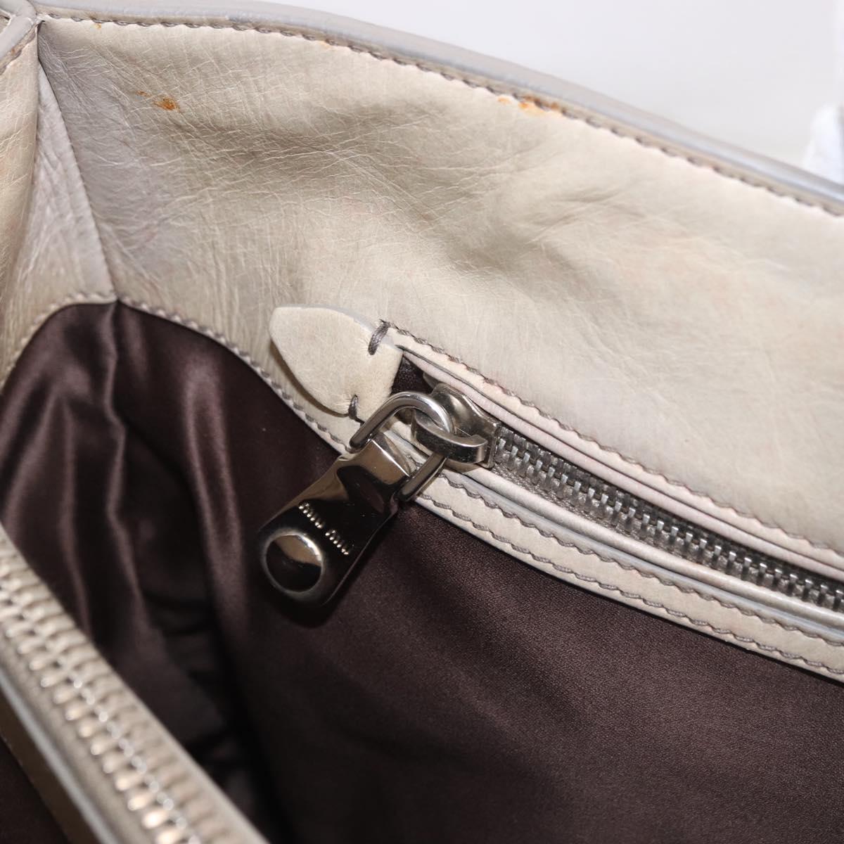 Miu Miu Hand Bag Leather 2way Gray Silver Auth 185170V