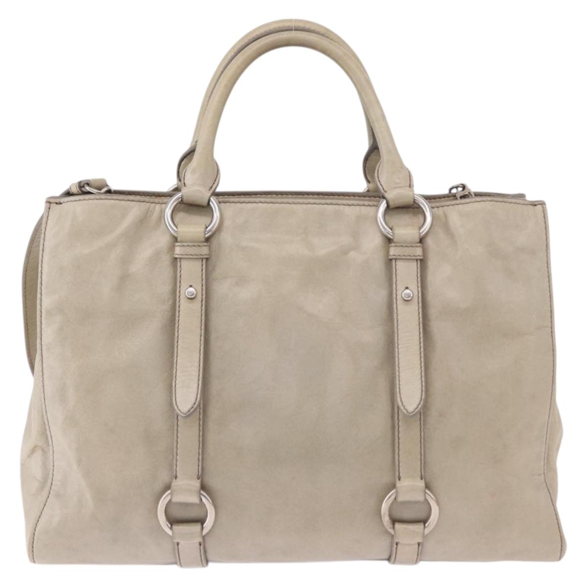 Miu Miu Hand Bag Leather 2way Gray Silver Auth 185170V