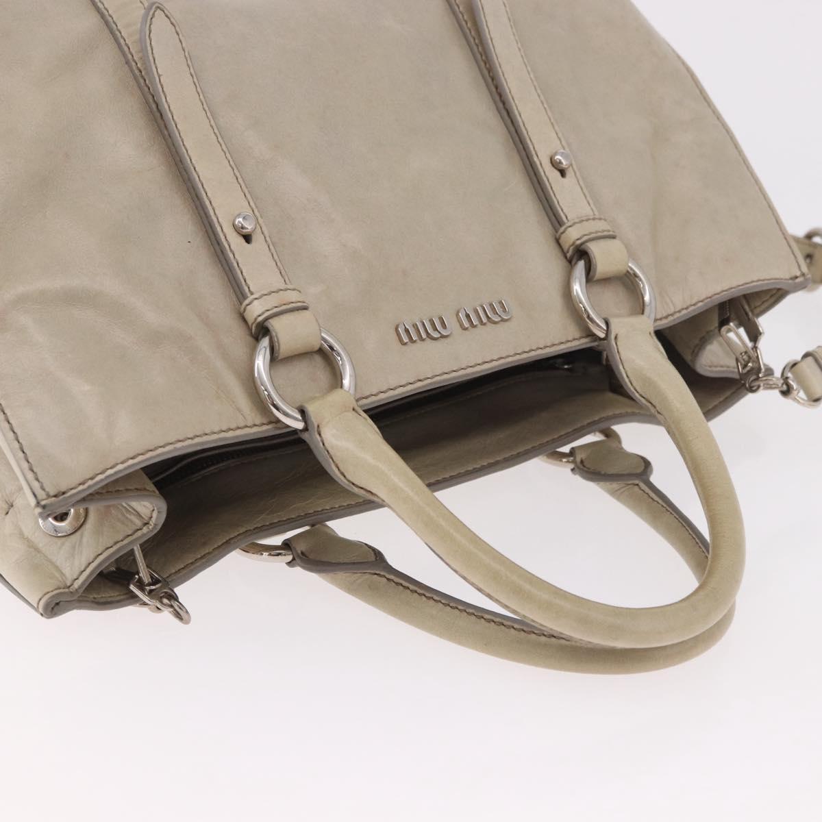 Miu Miu Hand Bag Leather 2way Gray Silver Auth 185170V