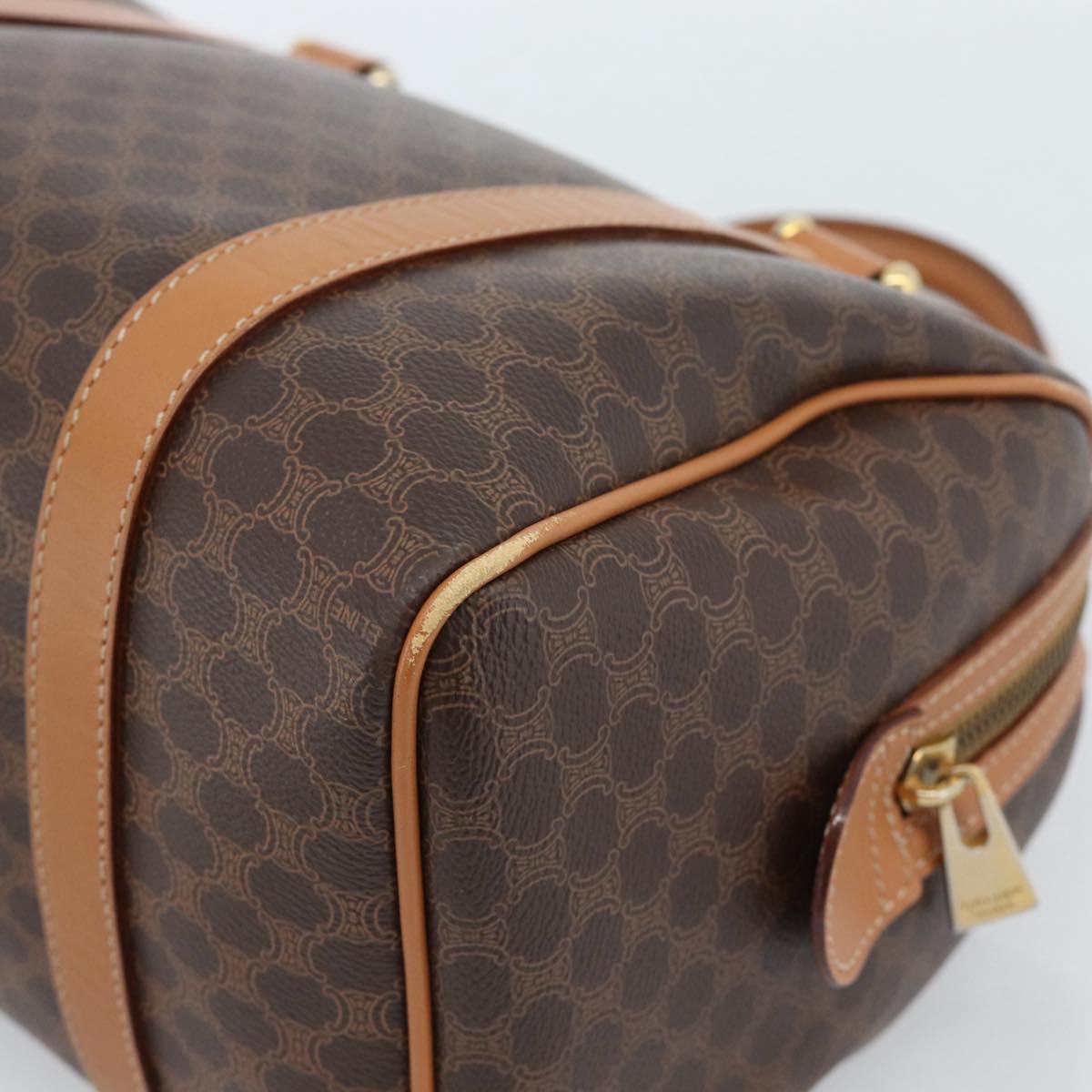 CELINE Macadam Canvas Hand Bag PVC Leather Brown Gold Auth 185171V