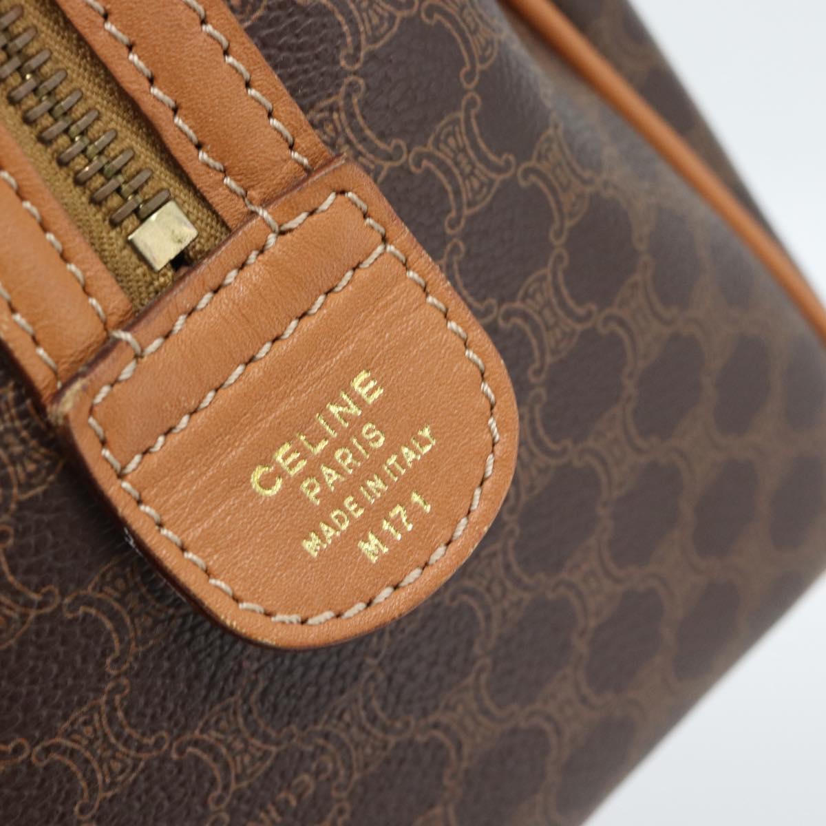 CELINE Macadam Canvas Hand Bag PVC Leather Brown Gold Auth 185171V