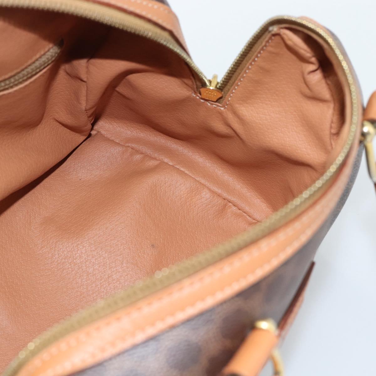CELINE Macadam Canvas Hand Bag PVC Leather Brown Gold Auth 185171V