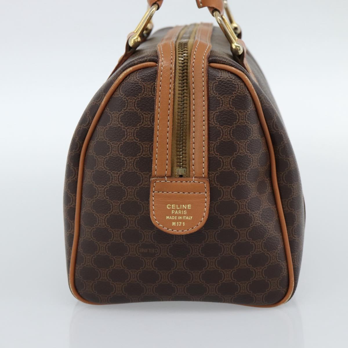 CELINE Macadam Canvas Hand Bag PVC Leather Brown Gold Auth 185171V