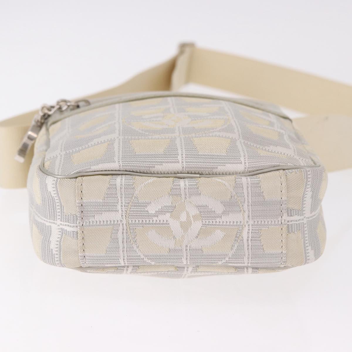 CHANEL New Travel line Shoulder Bag Canvas White Silver CC Auth 185172V