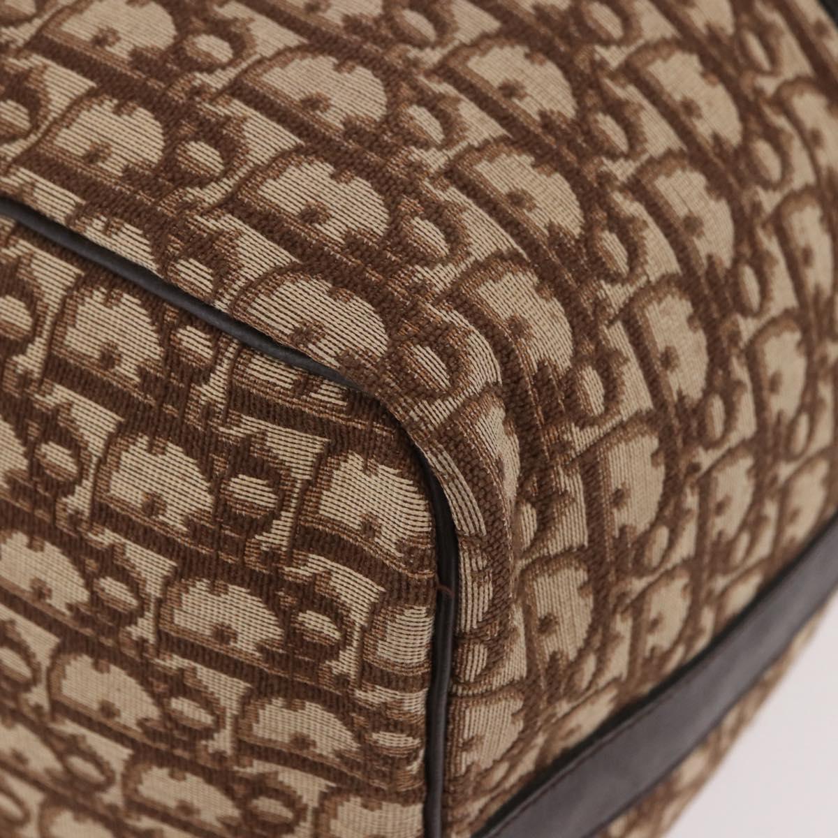 Christian Dior Trotter Canvas Boston Bag Brown Gold Auth 185175A