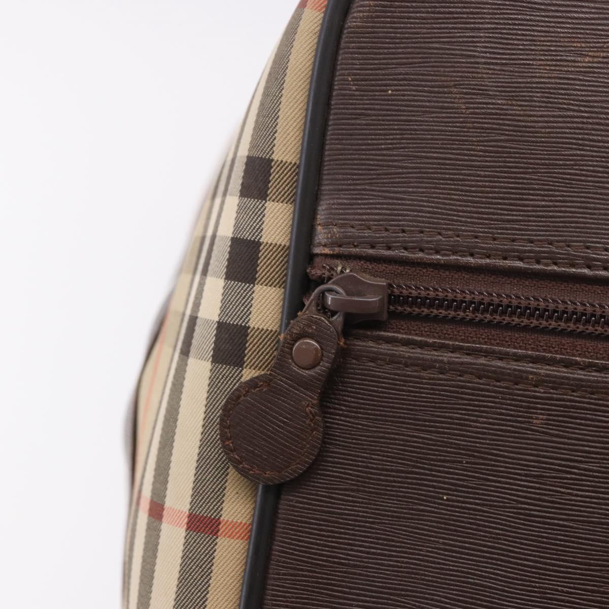 Burberrys Nova Check Boston Bag Canvas Beige Gold Auth 185176