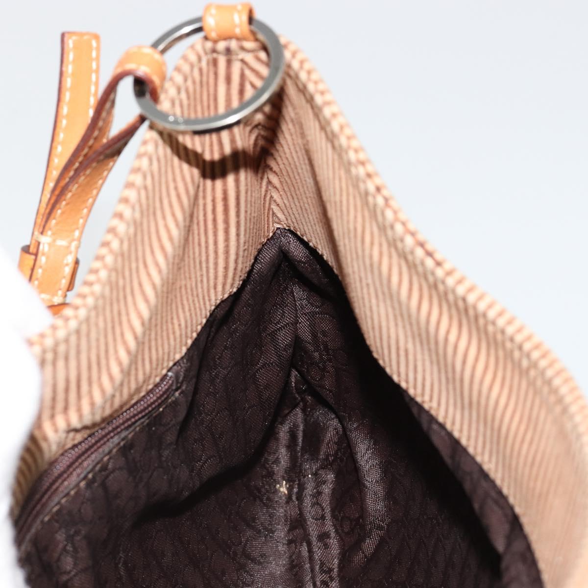 Christian Dior Shoulder Bag Suede Brown Silver Auth 185178V