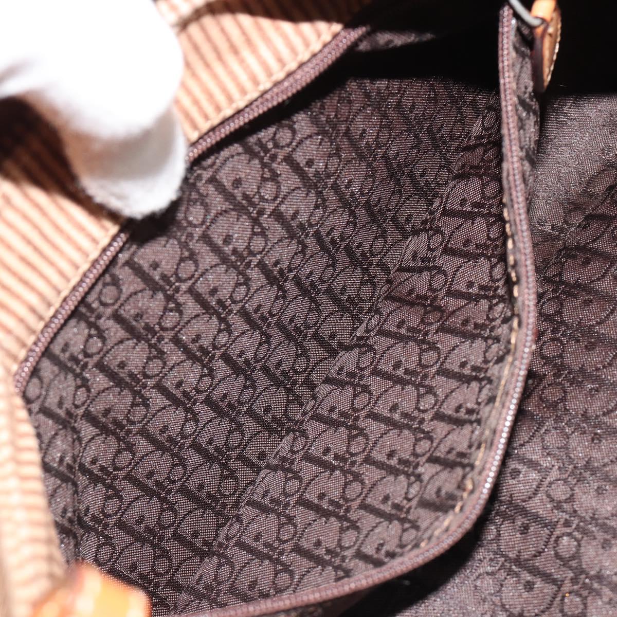 Christian Dior Shoulder Bag Suede Brown Silver Auth 185178V