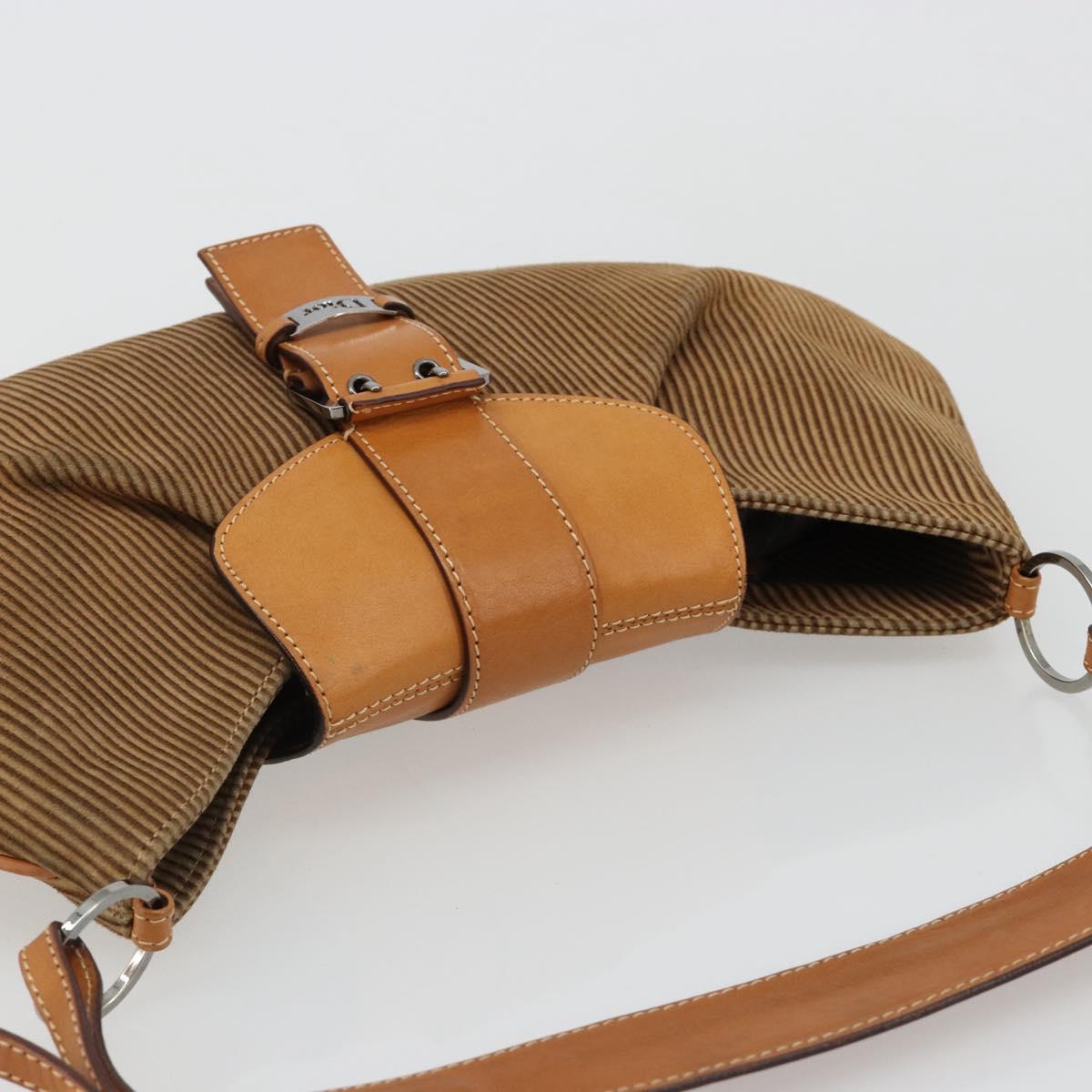Christian Dior Shoulder Bag Suede Brown Silver Auth 185178V
