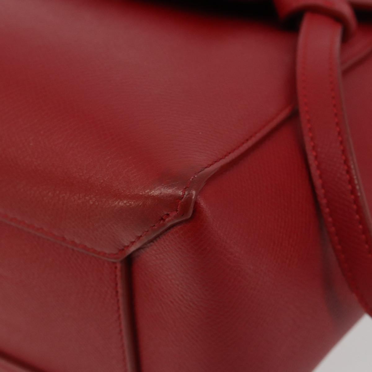 CELINE Belt Bag Micro Hand Bag Leather 2way Red Silver Auth 185181V