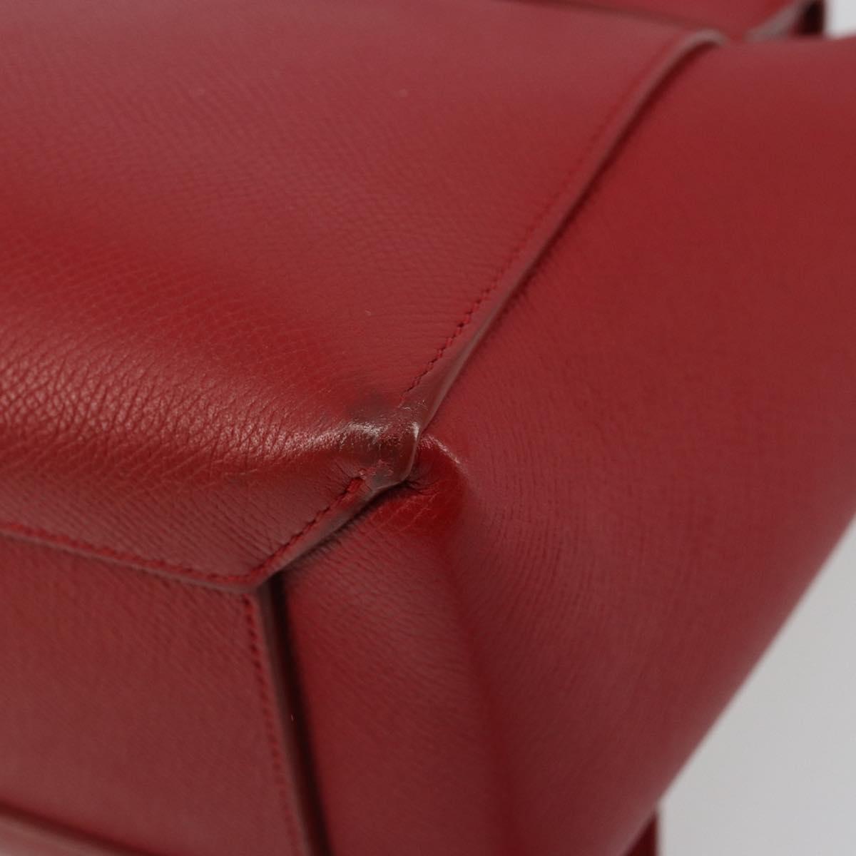 CELINE Belt Bag Micro Hand Bag Leather 2way Red Silver Auth 185181V