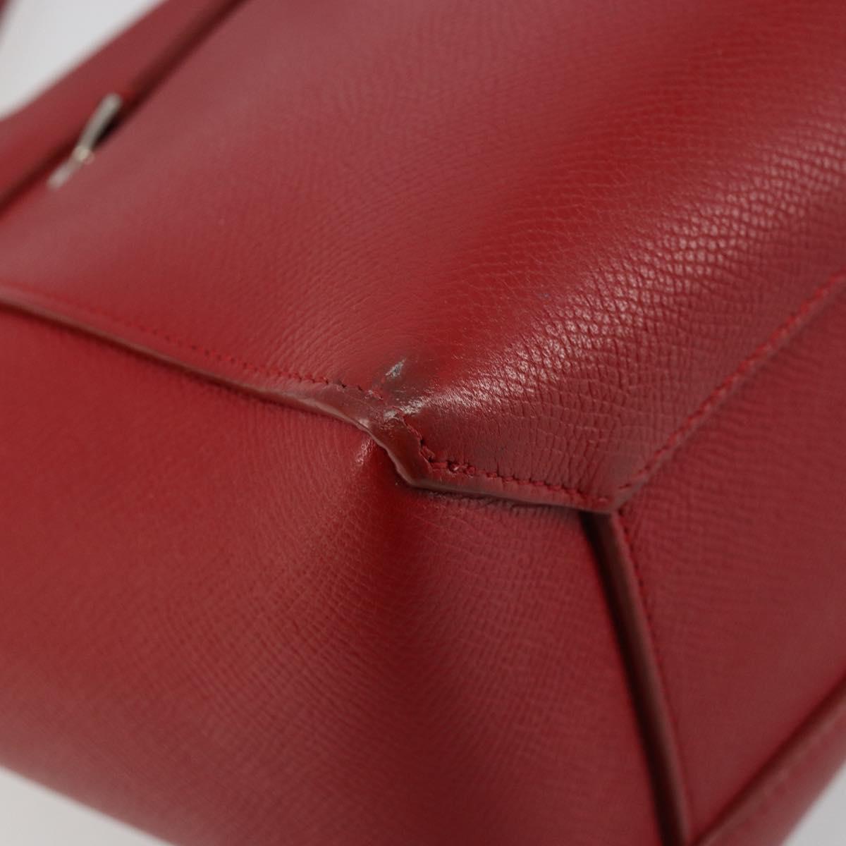 CELINE Belt Bag Micro Hand Bag Leather 2way Red Silver Auth 185181V