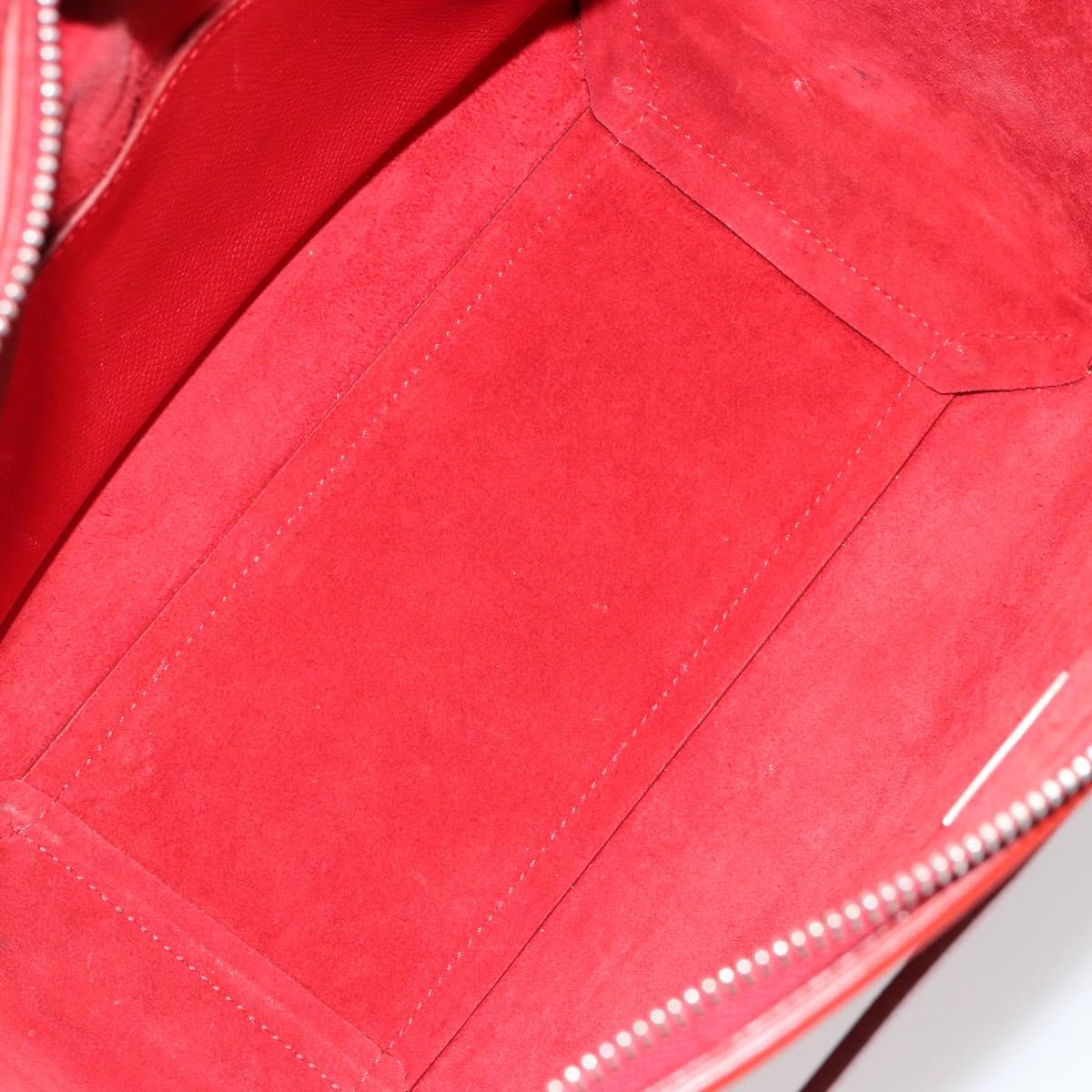 CELINE Belt Bag Micro Hand Bag Leather 2way Red Silver Auth 185181V